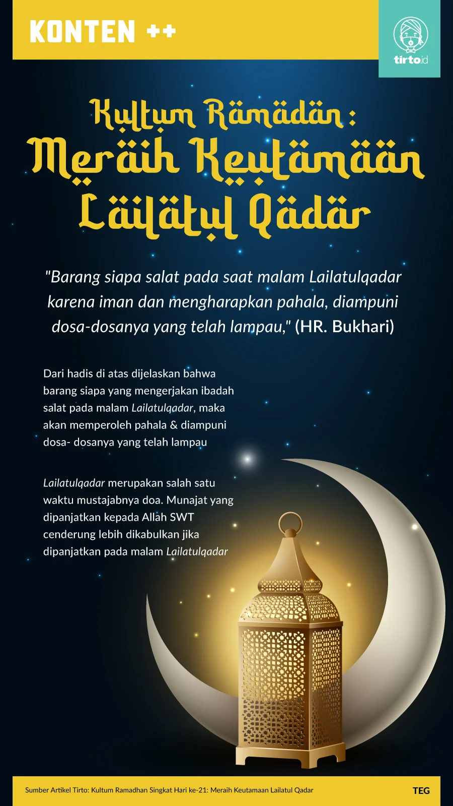 70 Kata Bijak Islami Hari ke-23 Ramadhan 2026 tentang Lailatul Qadar di 10 Hari Terakhir
