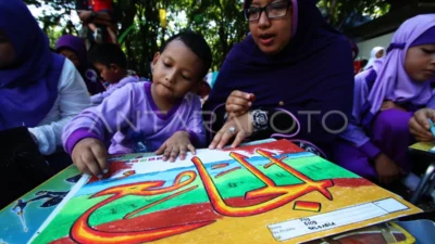 Asah Kreativitas Anak, FKPQ dan Porwan Pandeglang Gelar Lomba Mewarnai Kaligrafi