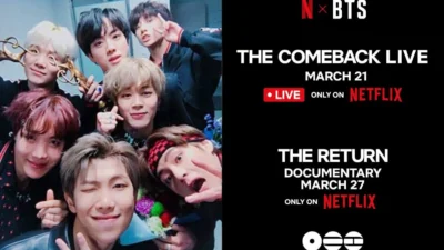 BTS Pecah Rekor Global: 18,4 Juta Penonton Saksikan “The Comeback Live” di Netflix
