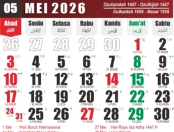 Kalender Mei 2026: Siap-siap Liburan Lagi! Ada 5 Tanggal Merah Lho