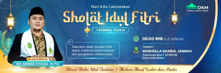 Sholat Idul Fitri 1447 H di Masjid Jami’ Daarussalam: Menguatkan Iman, Taqwa, dan Cinta kepada Rasulullah SAW