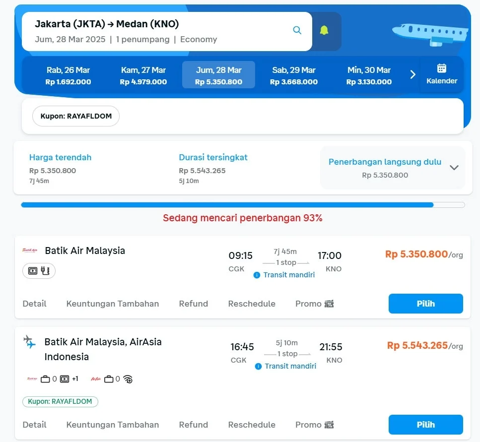 Tiket Medan-Jakarta dari Kualanamu Habis Total Usai Arus Balik Lebaran dan Musim Ceng Beng