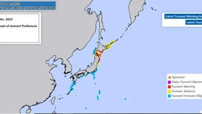 Gempa 7.4 Jepang Guncang Utara, Peringatan Tsunami Dikeluarkan