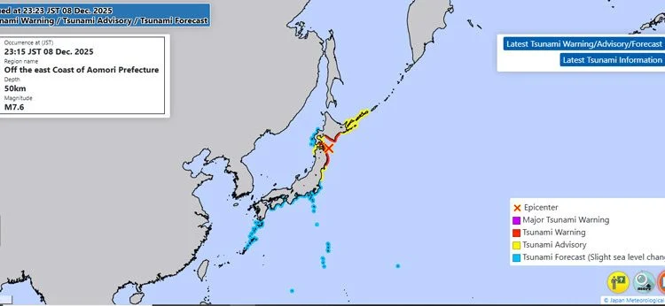Gempa 7.4 Jepang Guncang Utara, Peringatan Tsunami Dikeluarkan