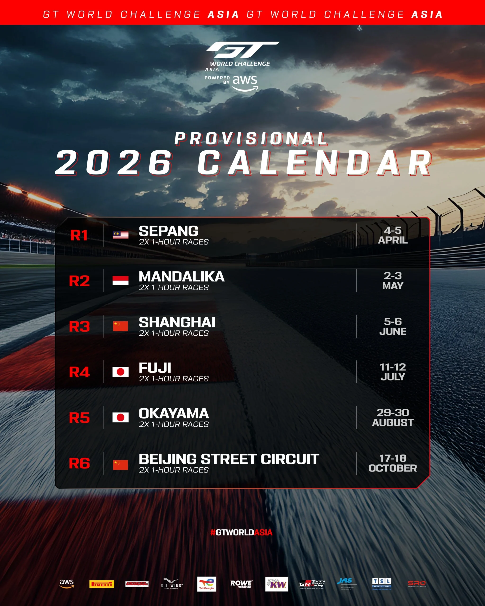 GT World Challenge Asia 2026 di Sirkuit Mandalika, Catat Jadwalnya