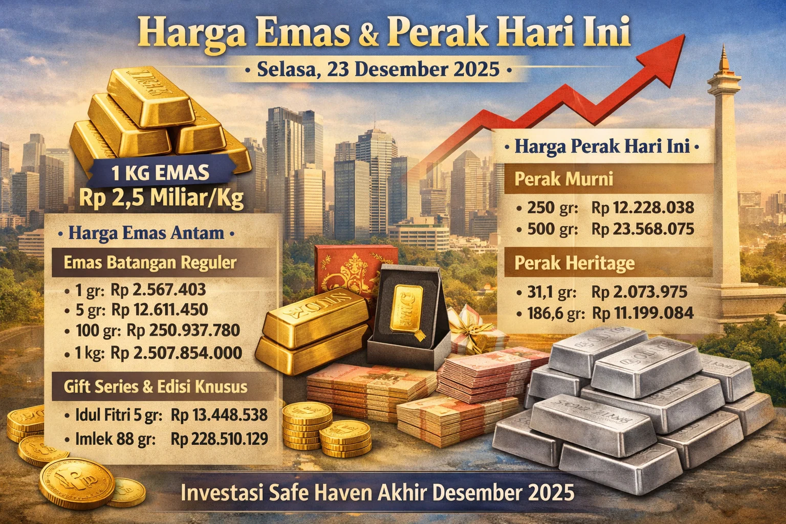 Harga Emas Melonjak, Tembus Rp2,8 Miliar per Kg di Tengah Ketidakpastian Global