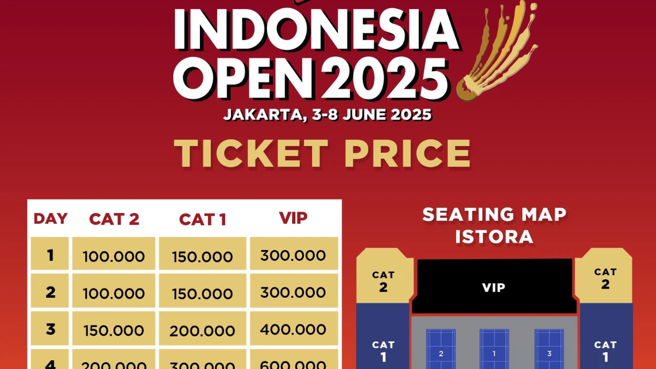 Harga Tiket Indonesia Open 2026 Resmi Dirilis, Rincian Lengkap