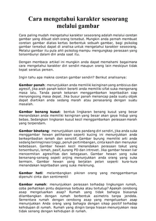 Mengenali Karakter Seseorang Melalui Cara Bersikap
