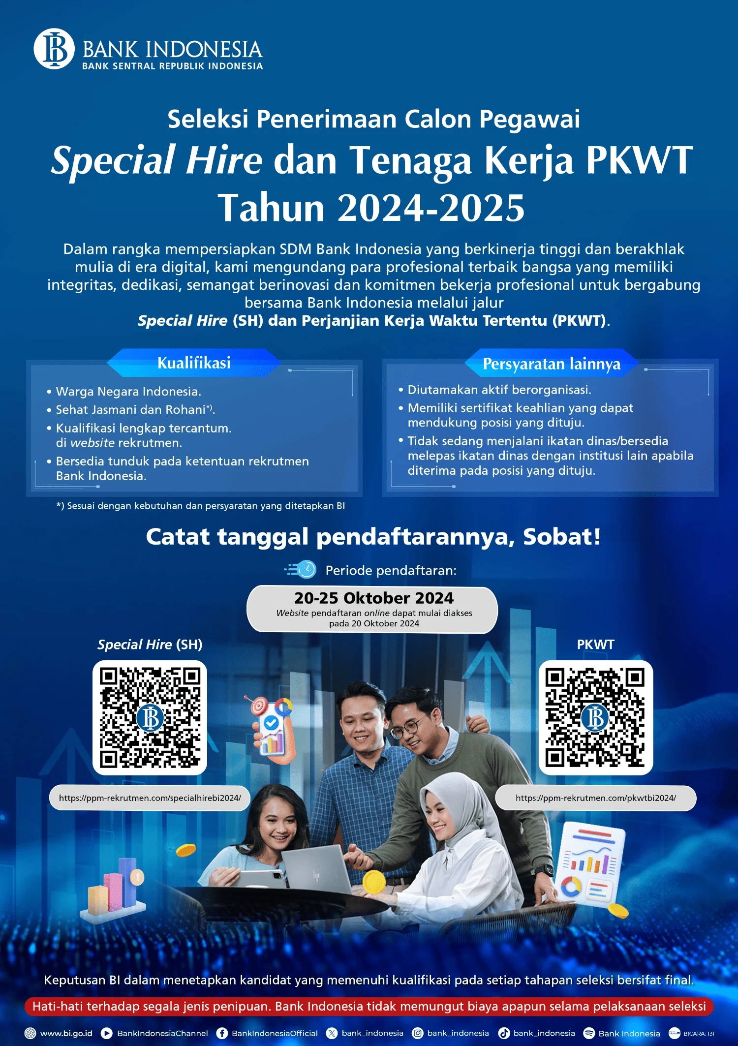 Resmi Dibuka! Ini Link Pendaftaran Lowongan Kerja PKWT Bank Indonesia Terbaru